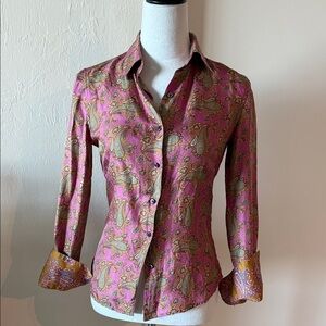 Robert Graham Women Pink Paisley Button-Down Shirt